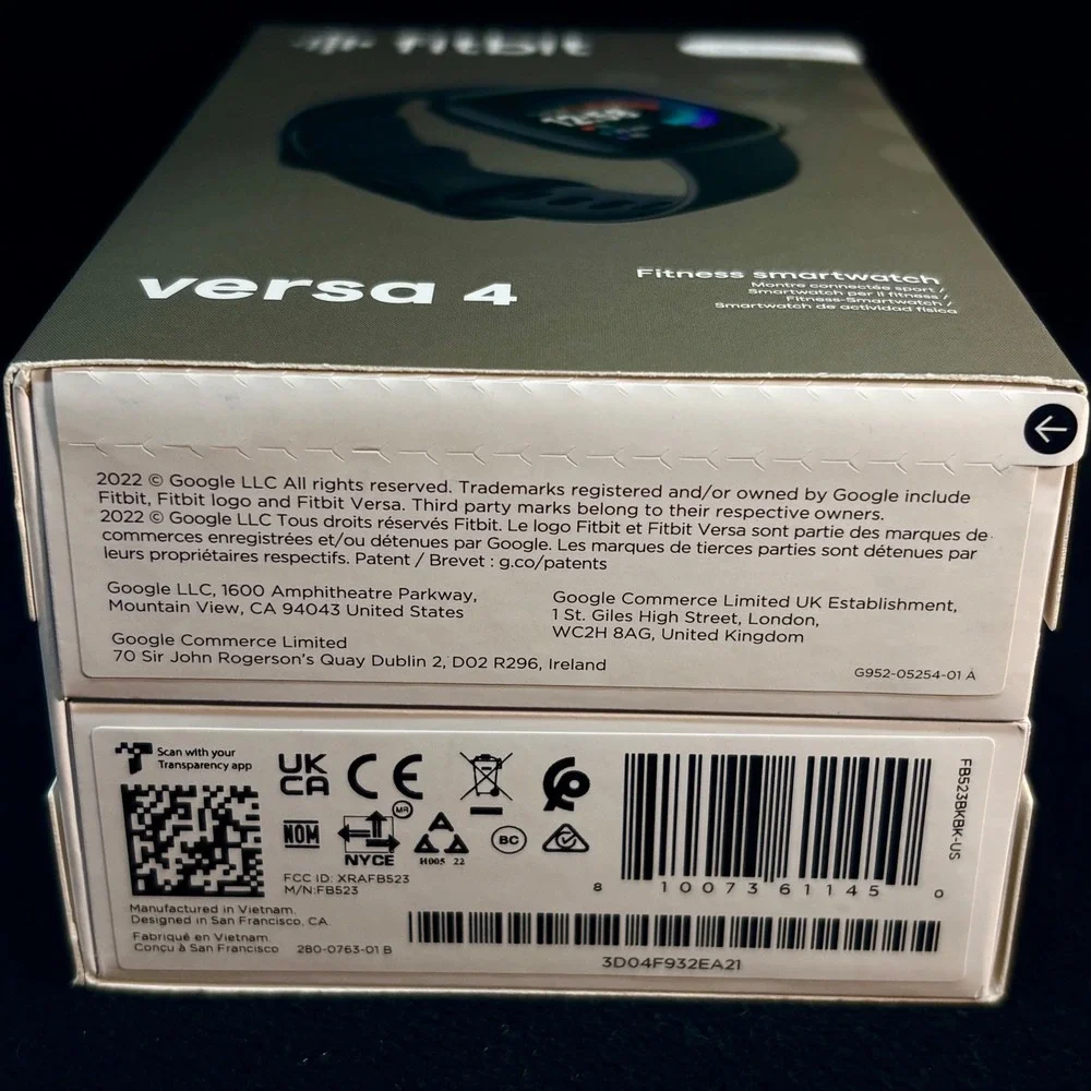 Fitbit Versa 4 Smartwatch Graphite Aluminum Case Black Infinity Band NIB